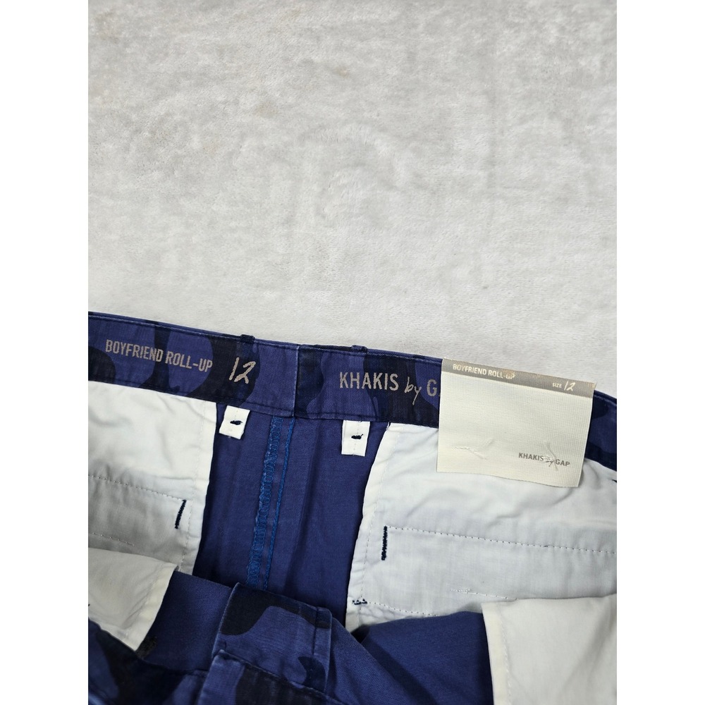 Gap Shorts Womens 12 Blue Camo Cotton Boyfriend Roll-Up Khakis NEW - Picture 7 of 10